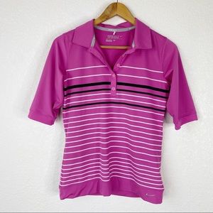 Nike Golf Pink Striped Polo Shirt Tee